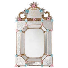 Venetian Etched Glass Mirror. Late 19th Century