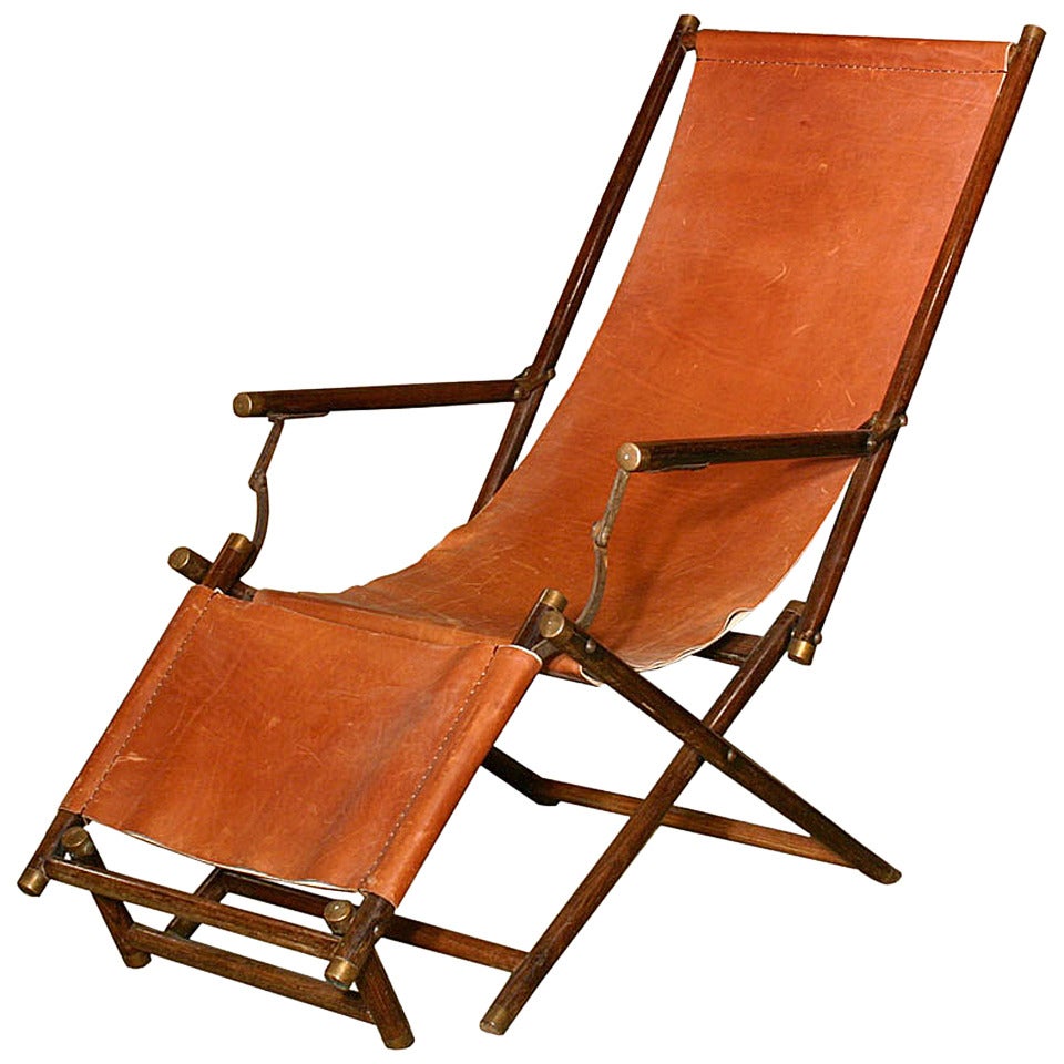 Brass-Mounted Rosewood Campaign Armchair