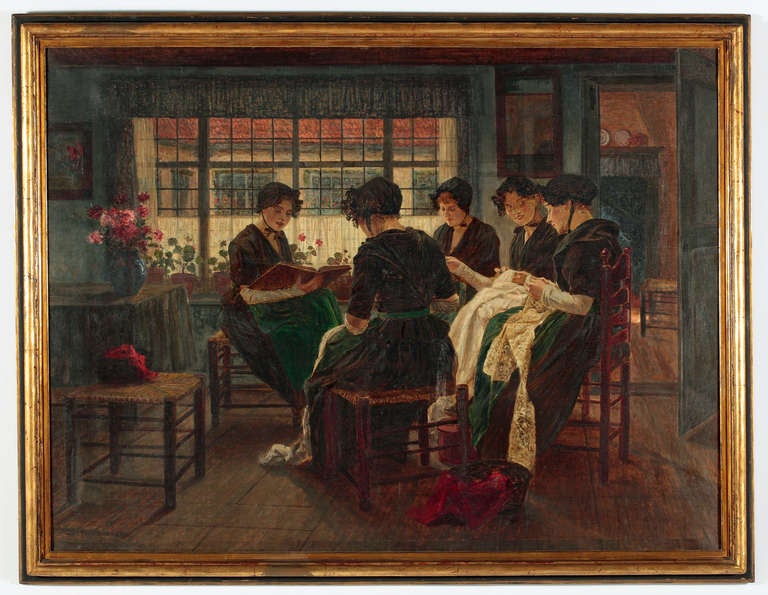 Walter Firle
German, 1859-1929

“La Lecture”

Oil on canvas
40 ½ by 53 ½ in.  W/frame 44 ½ by 57 ½ in.

Studied: With A.Dressler in Breslau, then at the Munich Academy with Gabriel Max and Ludwig Lofftz

He mainly worked in Munich, Holland and