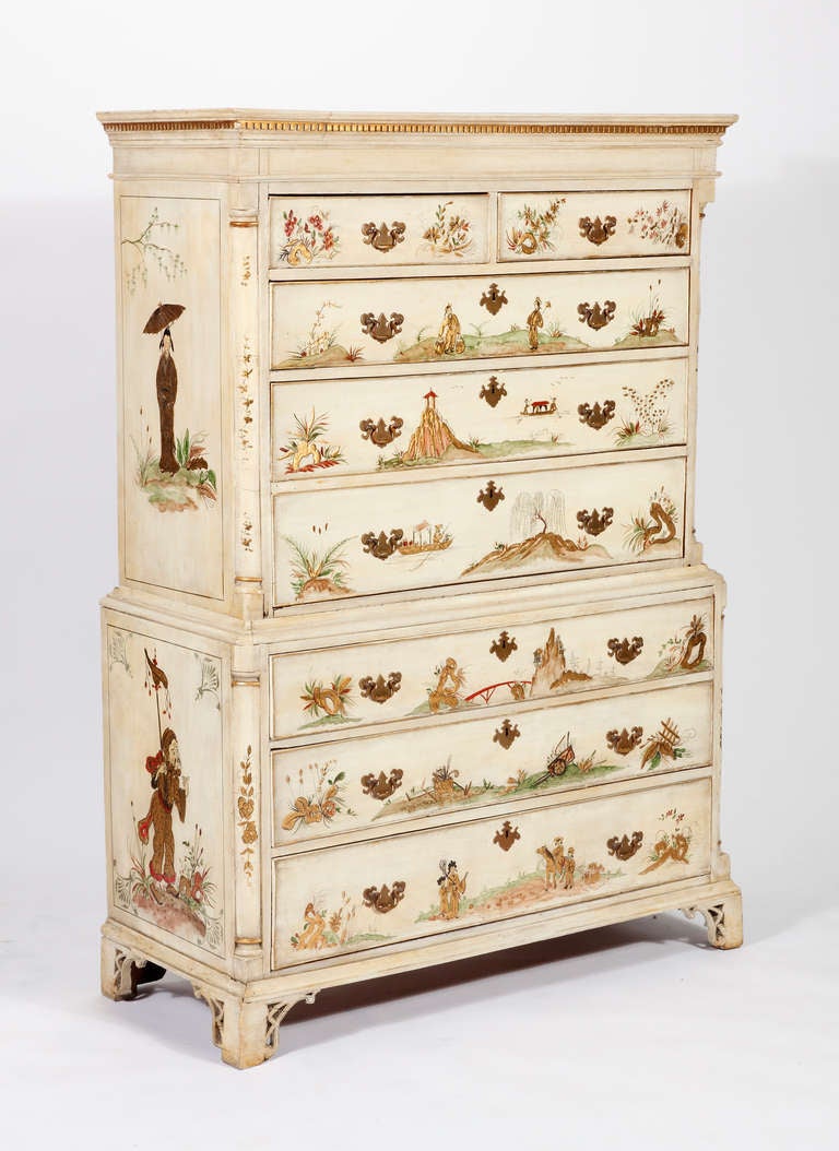 A George III Lacquered Chest on Chest, Circa 1770