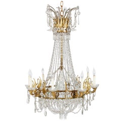 An Important 19th Century Neoclassic Gilt Bronze & Crystal Chandelier