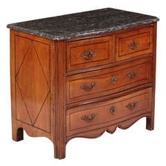 A Continental Transitional Fruitwood Commode with Marble Top, 19th Century