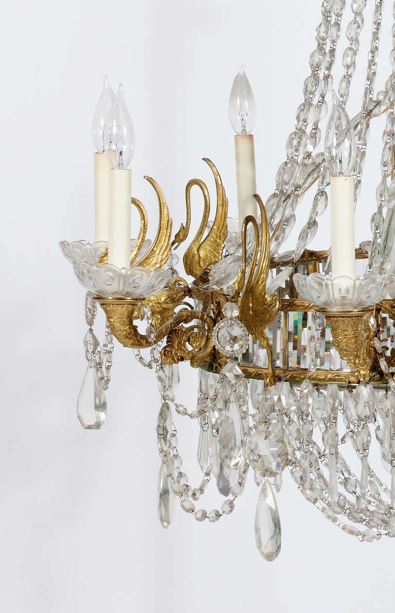 European An Important 19th Century Neoclassic Gilt Bronze & Crystal Chandelier For Sale