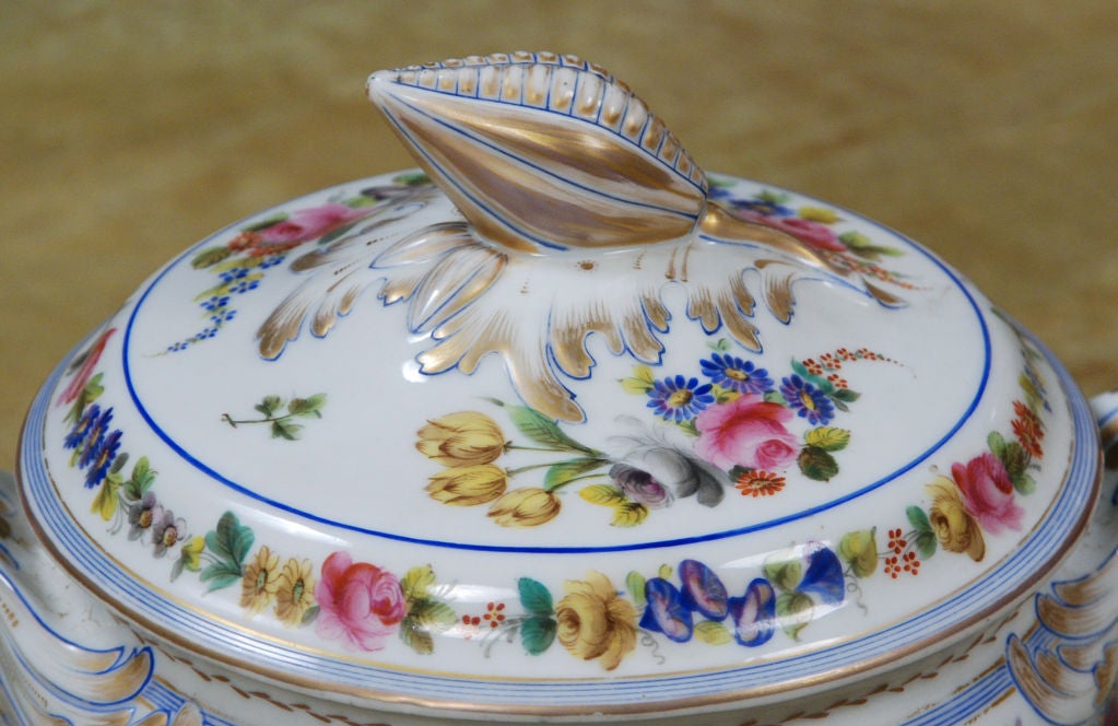 19th Century A Fine French Covered Soup Tureen with Under Plate For Sale
