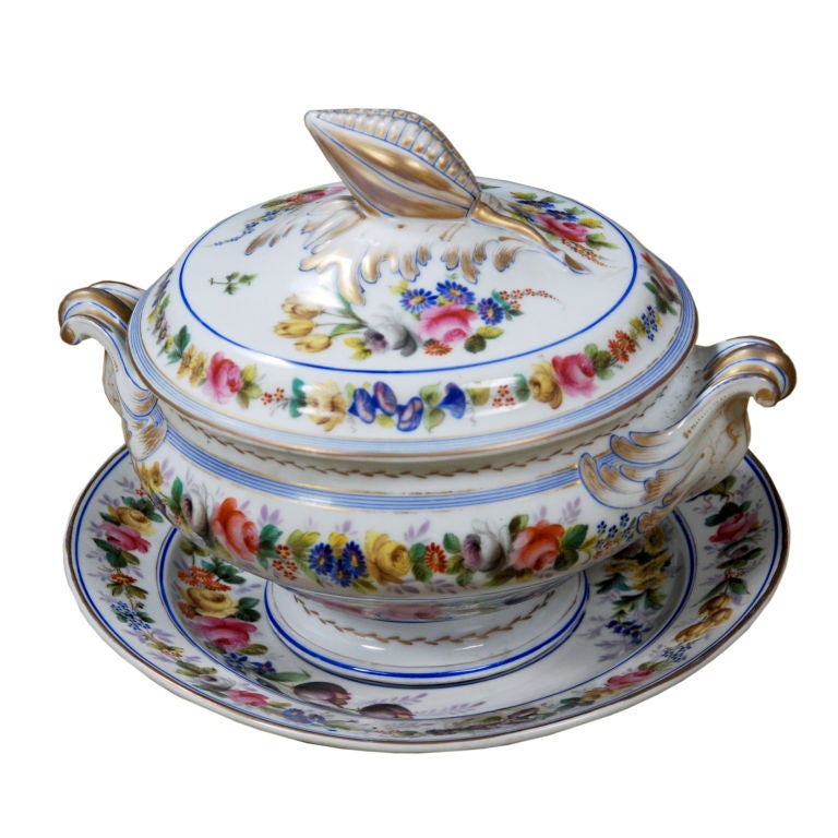 A Fine French Covered Soup Tureen with Under Plate