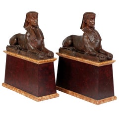 An Important Pair of Terracotta Sphinxes by Enrico Vella
