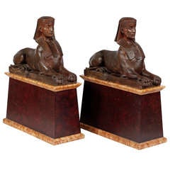 An Important Pair of Terracotta Sphinxes by Enrico Vella 6