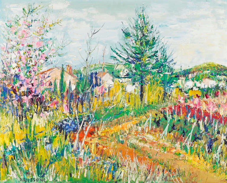 Yolande Ardissone 
French, b. 1927
Lyons-la-Foret

Oil on Canvas
Signed lower left
32 by 39 ½ in.  W/frame 39 ½ by 47 in.

Provenance: Findlay Galleries; Collection of Ted Fleming

	Yolande Ardissone was born in Normandy in 1927, of an