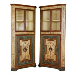 A Fine & Rare Pair of Italian Neoclassical Corner Cabinets