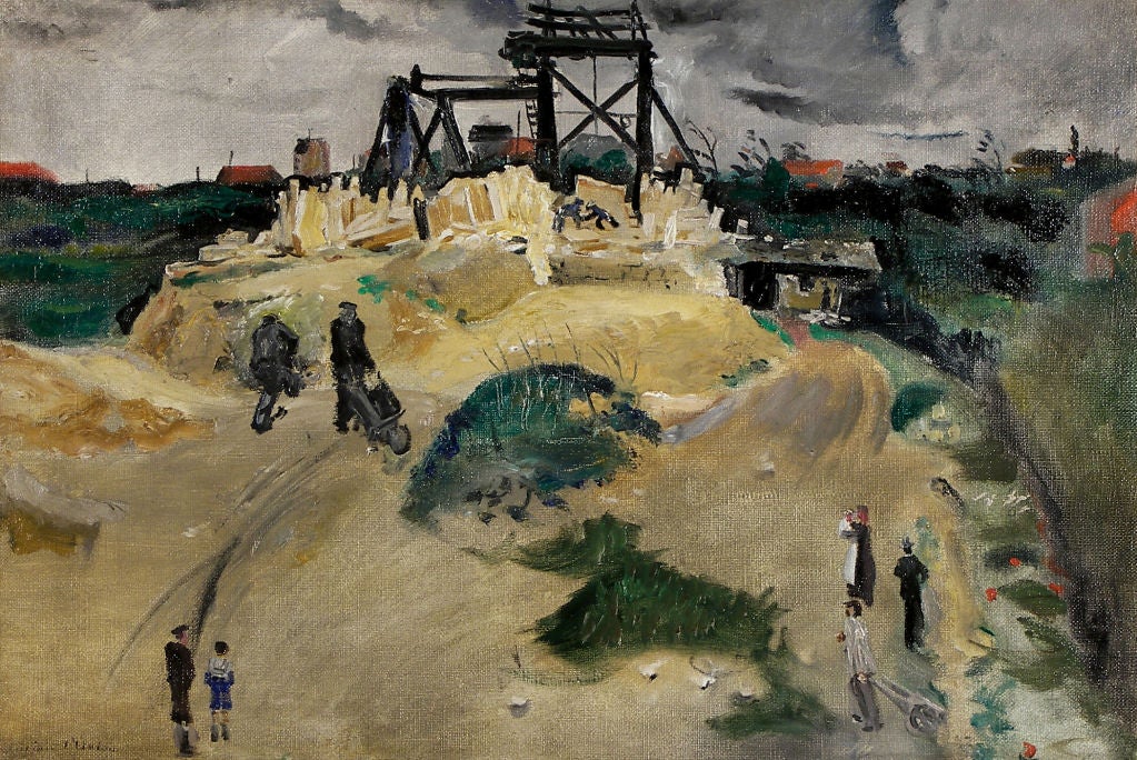 Lucien Adrion<br />
French, 1889-1953 <br />
<br />
“Figures in a Landscape”<br />
<br />
Oil on canvas<br />
Signed lower left<br />
22 by 33in.  w/frame 29 ½ by 39 ¾in.<br />
<br />
	Lucien Adrion was born in Strasbourg, France in 1889