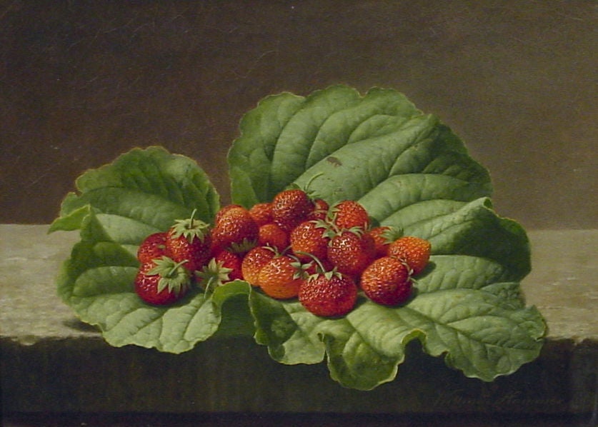 Danish “Strawberries on a Stone ledge” by William Hammer