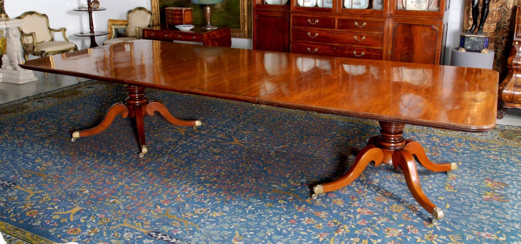 A George III Mahogany 60 in. Wide Double Pedestal Dining Table