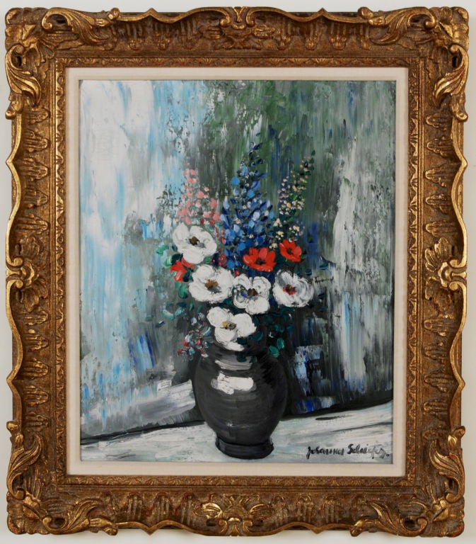 Olio su tela

Datato 1965

24 per 20 pollici.  Telaio a W 31 ½ per 27 ½ pollici.

Johannes Schiefer, pittore di paesaggi e ritratti ed ex curatore del Parrish Art Museum di Southampton, L.I, New York.

Johannes Schiefer nacque nel 1896 nei
