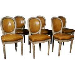 A Set of Louis XVI Painted Side Chairs Attributed to Claude Sene