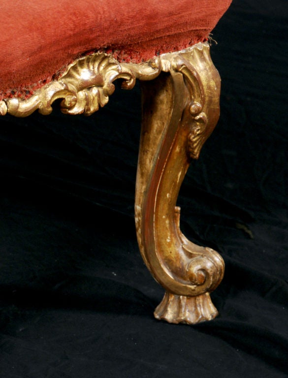 French A Very Fine Rococo Giltwood Stool, 18th Century For Sale