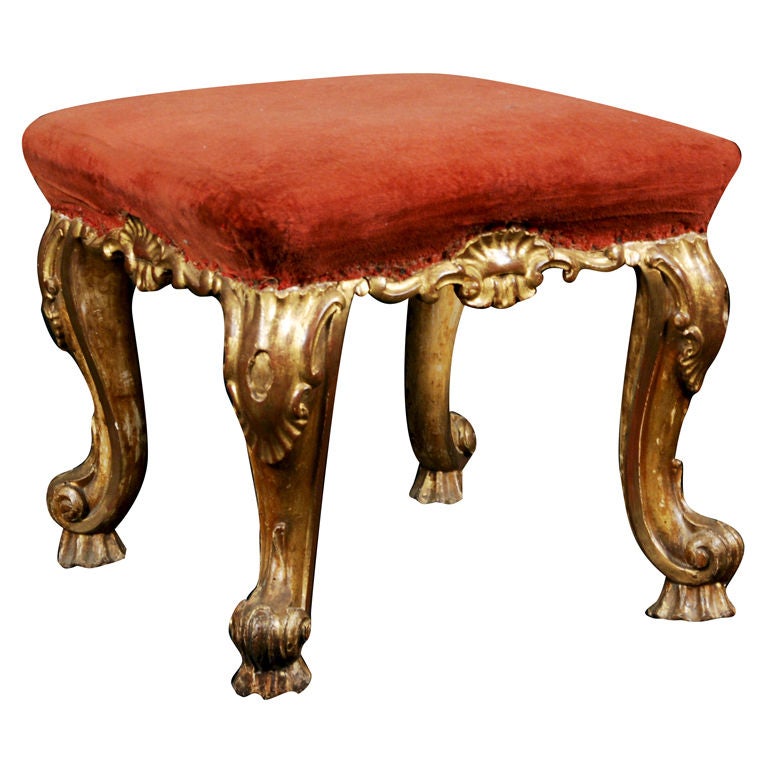 A Very Fine Rococo Giltwood Stool, 18th Century For Sale