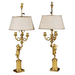 A Pair of Neoclassical Bronze Dore Candelabra Att. to Thomire