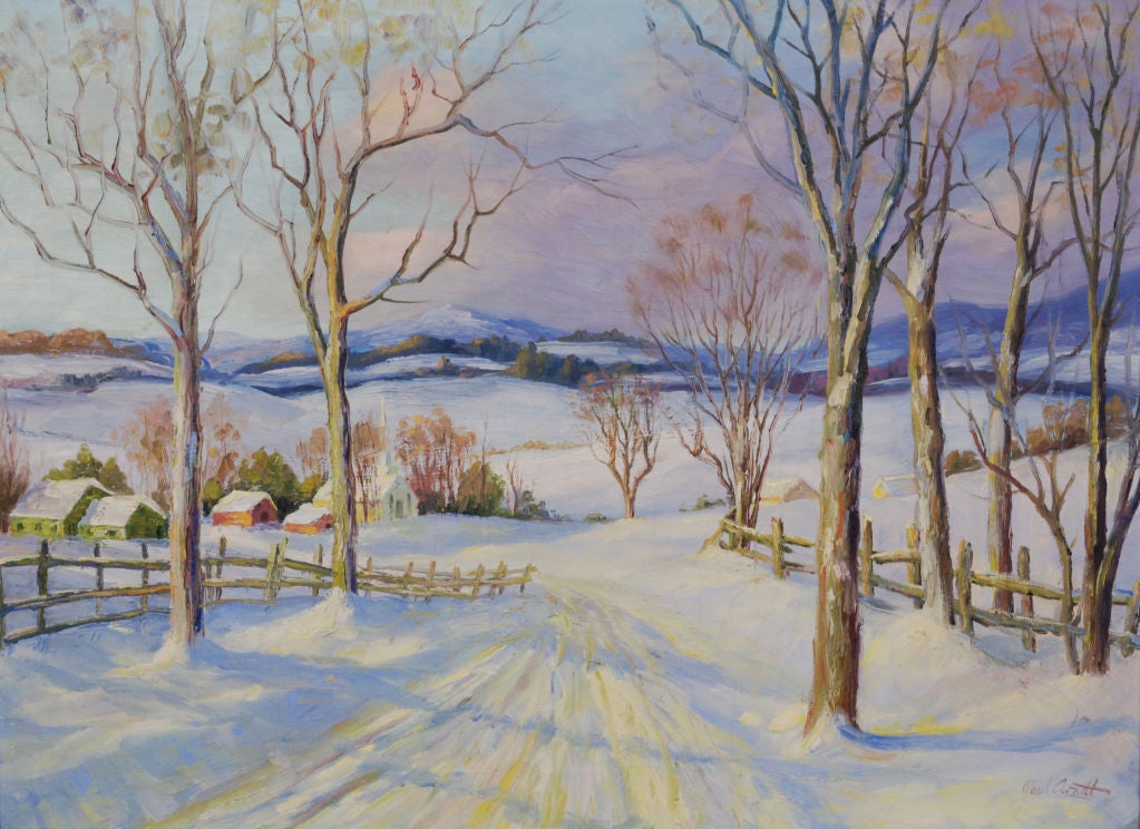 Paul Arnett

American, 20th Century

“Winter Landscape”

Oil on canvas

28 by 38 in.  W/frame 33 ½ by 43 ½ in.

Paul was greatly influenced by the famous artist Gardner Symons.  His works carry the same feeling and beauty