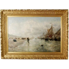 Expansive painting by German Grobe “Figures on the Beach"