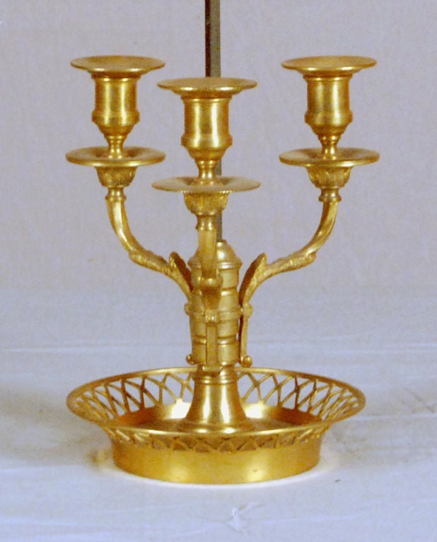 French A Fine Louis XVI Style Gilt Bronze Bouillotte Lamp