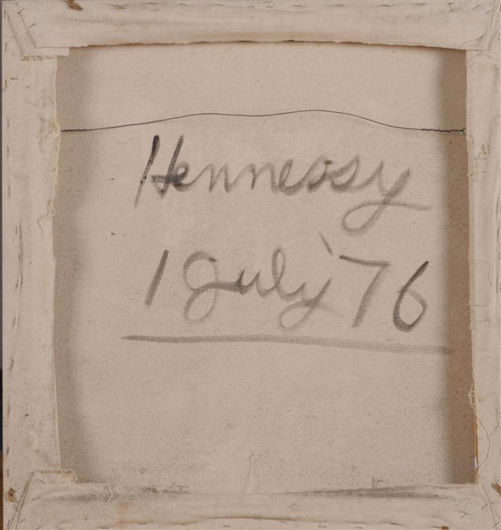 RICHARD HENNESSY 

AMÉRICAIN, né en 1941

?abstrait, sans titre ?

Huile sur toile

Signé et daté 1976 au verso

32 1/2 par 30 pouces.

Provenance : Provenant de la succession de Christopher Scott, acquise auprès de l'artiste. Note :