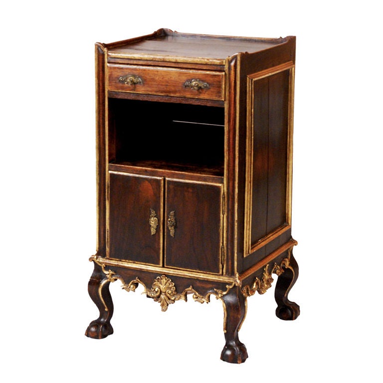 A Portuguese Rococo Parcel Gilt Chestnut Bedside Cabinet