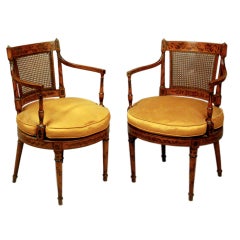 A Fine Pair of George III Painted & Decorated Armchairs, Early 19th Century