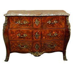 A Fine Kingwood & Marquetry Ormolu Mounted Bombe Commode