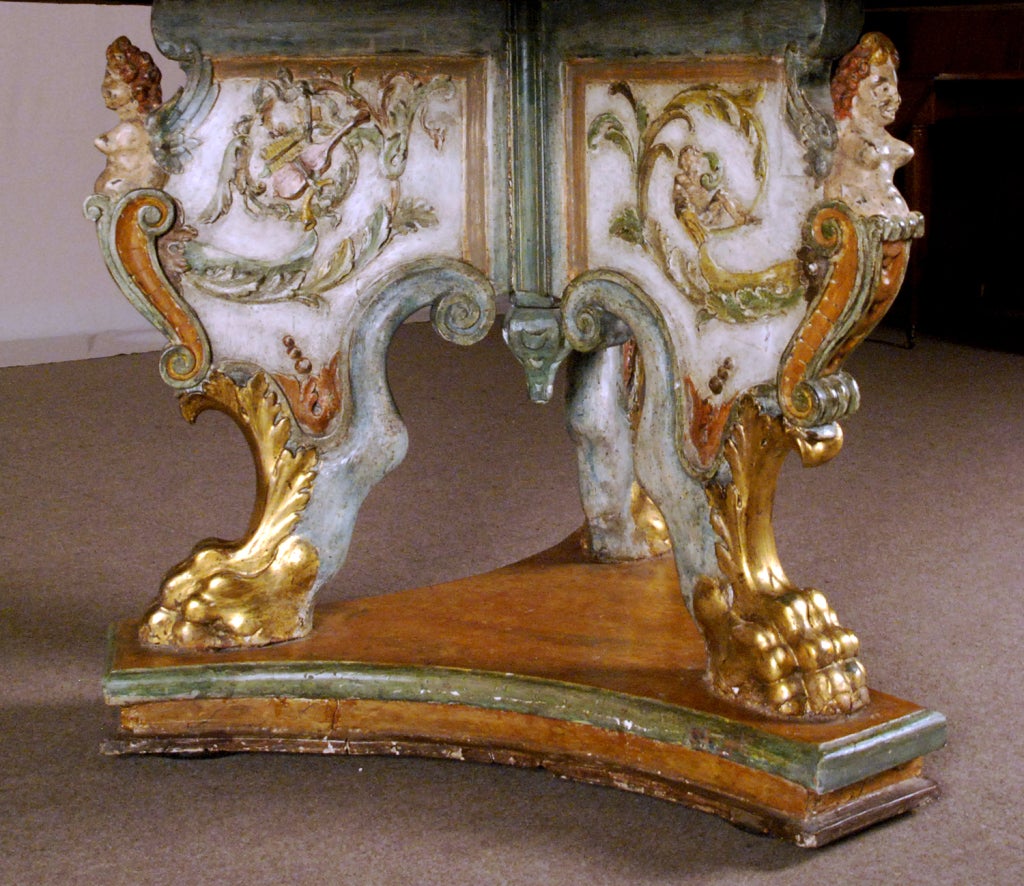 Italian A Polychrome and Parcel Gilt Baroque Center Table For Sale