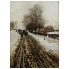 “Figures Along a Wintery Path” by Lewis Edward Herzog