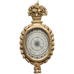 French Louis XVI Period Giltwood Barometer