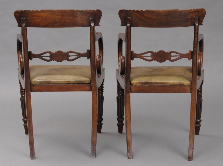 Pair English Regency Scroll Armchairs at 1stDibs