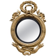 Antique Rare American Federal Giltwood Convex Mirror, circa 1810