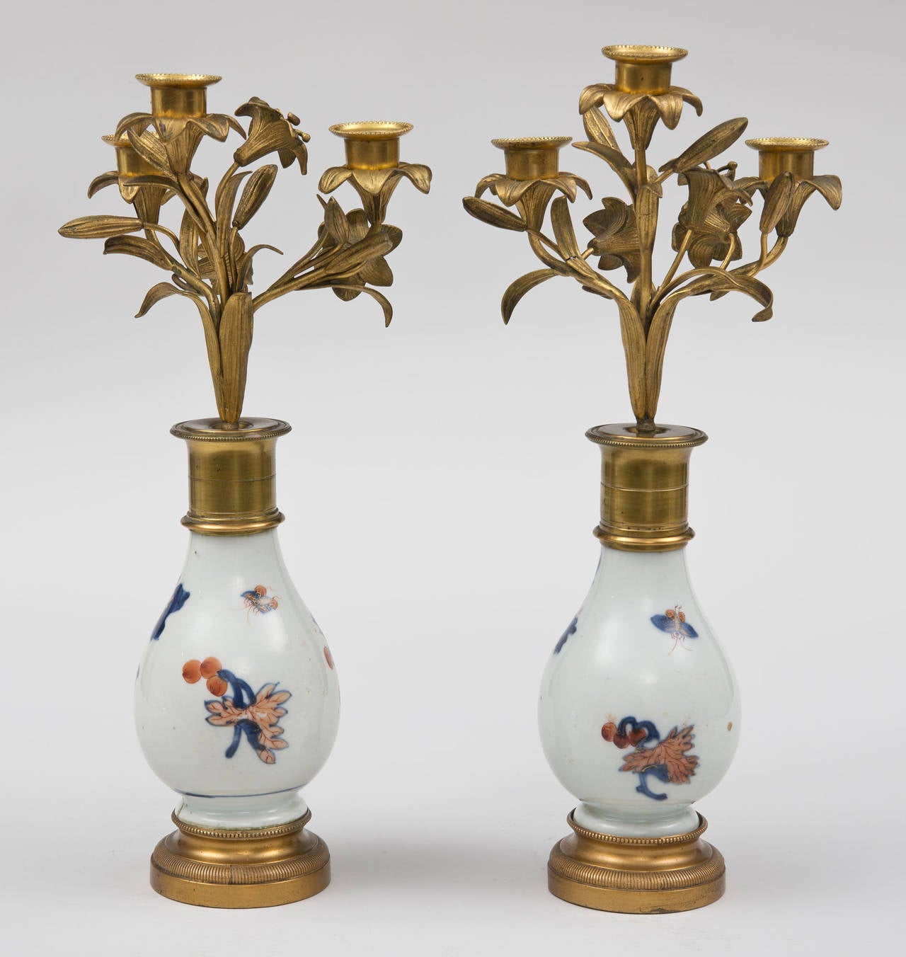 Gilt Pair of French Candelabrum on 