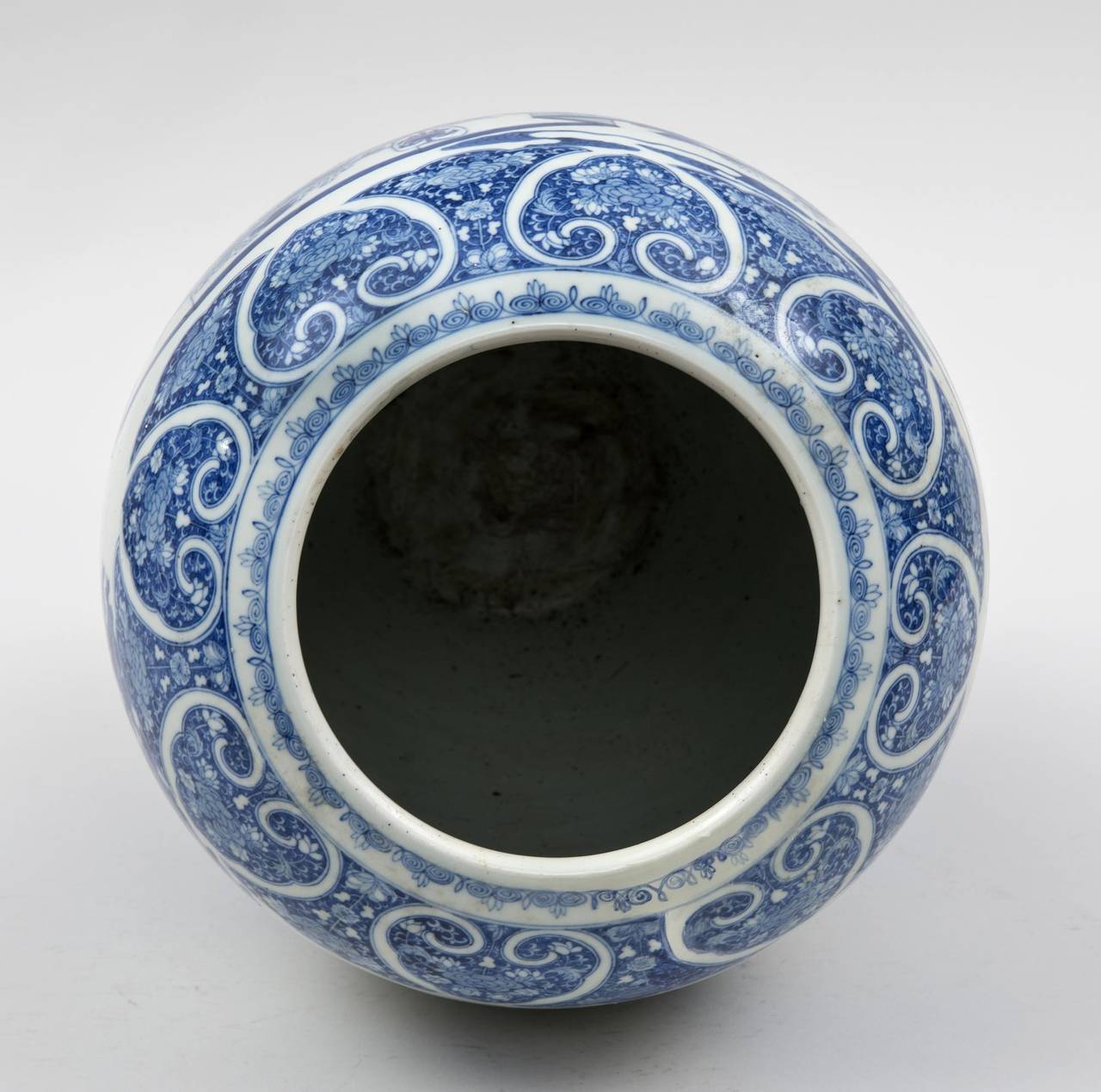 Porcelain Large Chinese Blue and White Vase, circa 1860