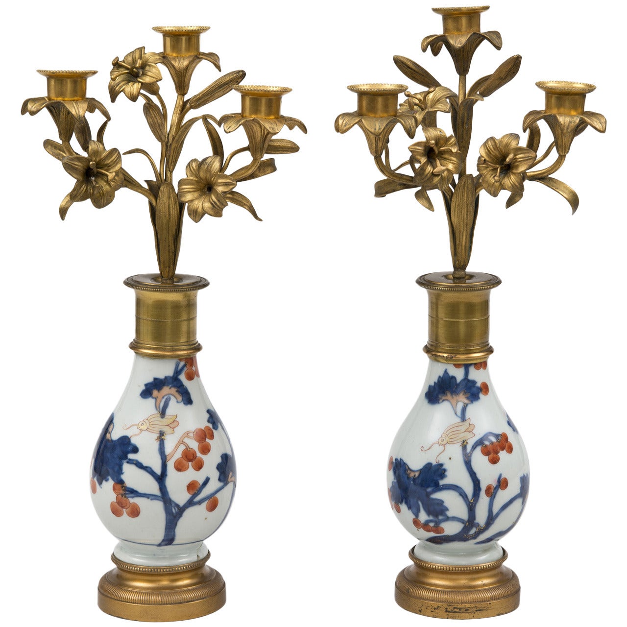 Pair of French Candelabrum on "Imari" Stands For Sale