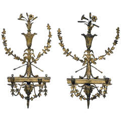 18th Century Pair of Adam Neoclassical Gilded Wall Sconces