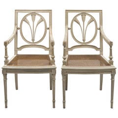 Pair of French Grey Painted Armchairs