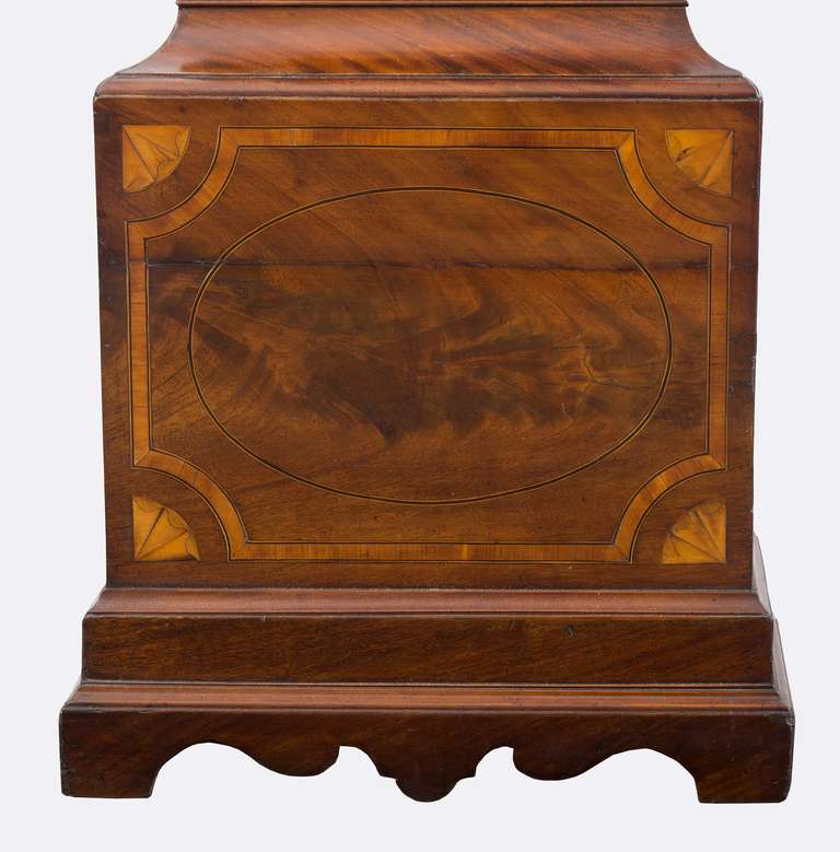 Mid-18th Century George III Mahogany Inlaid Tall Case Clock by James Clarke, circa 1770 For Sale