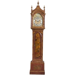 Antique George II Red Lacquered Musical Tall Case Clock by John Northy, London, c. 1760