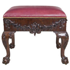 Irish Mahogany Carved Stool, Circa 1790