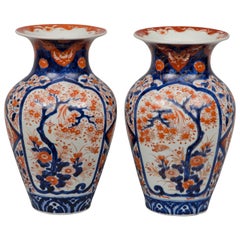 Pair of Japanese Imari Open Vases, circa 1870