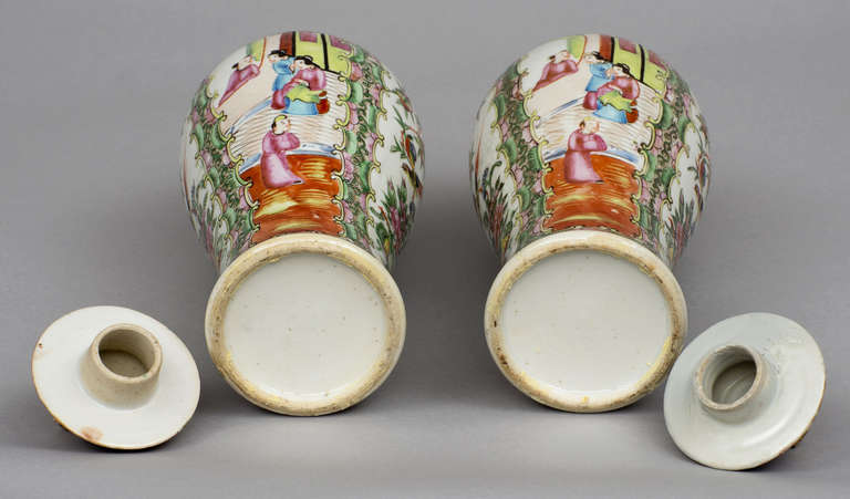 Pair of Chinese Canton Covered Vases 2