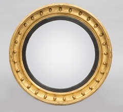 Antique English Regency Large Convex Mirror