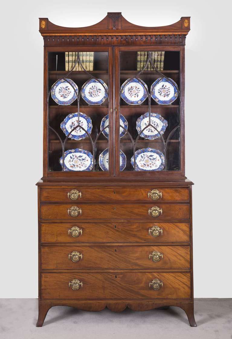 British English George III Secretaire Bookcase For Sale
