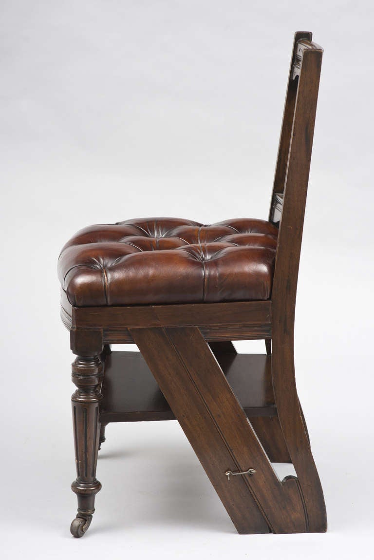 Victorian Mahogany Metamorphic Chair and Library Steps, Circa 1870 2