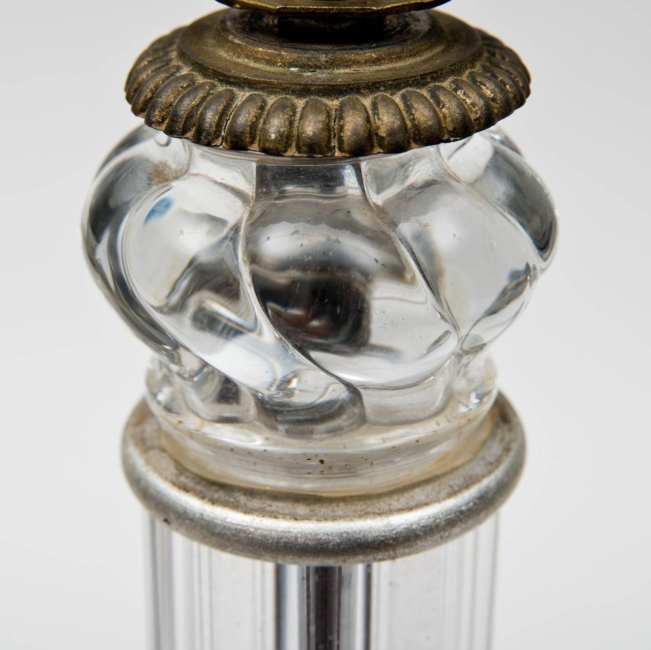 Molded Pair of Baccarat Style Glass Lamps