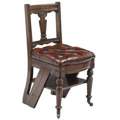 Victorian Mahogany Metamorphic Chair and Library Steps, Circa 1870