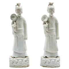 Pair of Chinese Blanc de Chine Female Figures