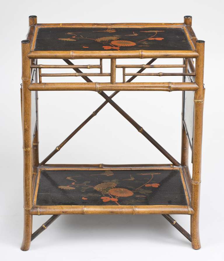 British Bamboo Japanned Side Tray Table, circa 1890